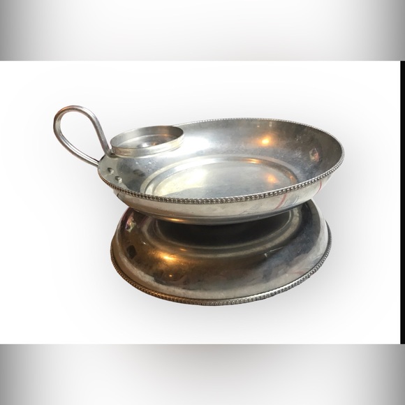 Vintage 1950's B.W. Buenilum Aluminum Serving Dip Tray with Lid / Beaded Rim - Picture 2 of 5